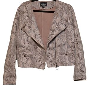 Haute Monde Women's Snake Print Moto Jacket